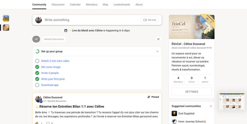 Le fil vivant de la communauté ÉtinCel sur Skool
